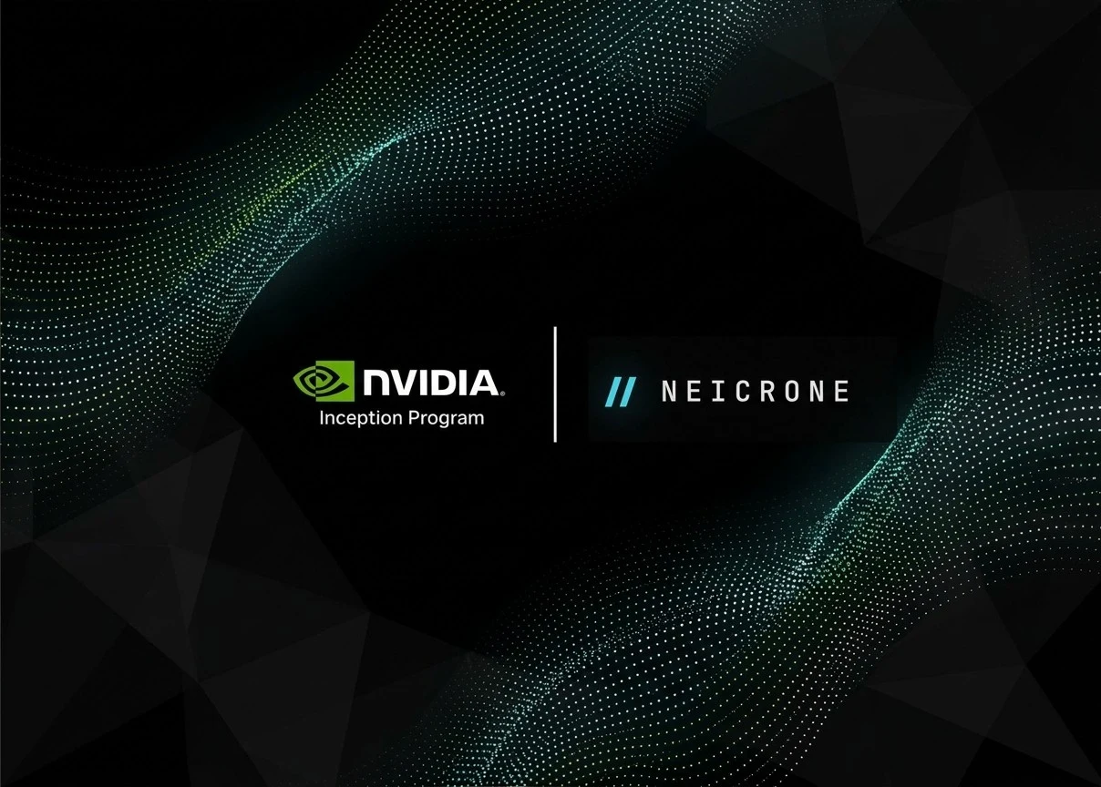 The NVIDIA Inception Program logo beside the Neicrone wordmark on a dark background