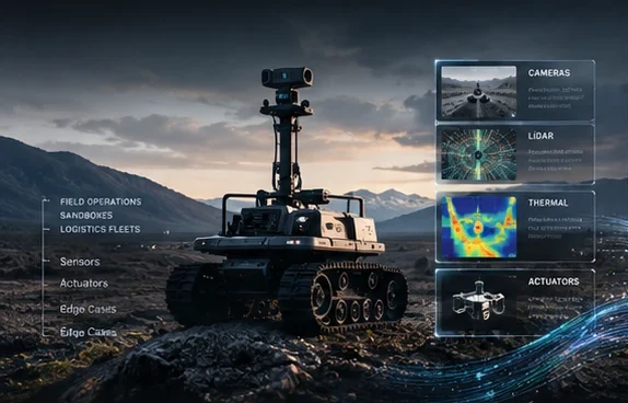 Tracked field unit with camera, LiDAR, thermal and actuator feeds